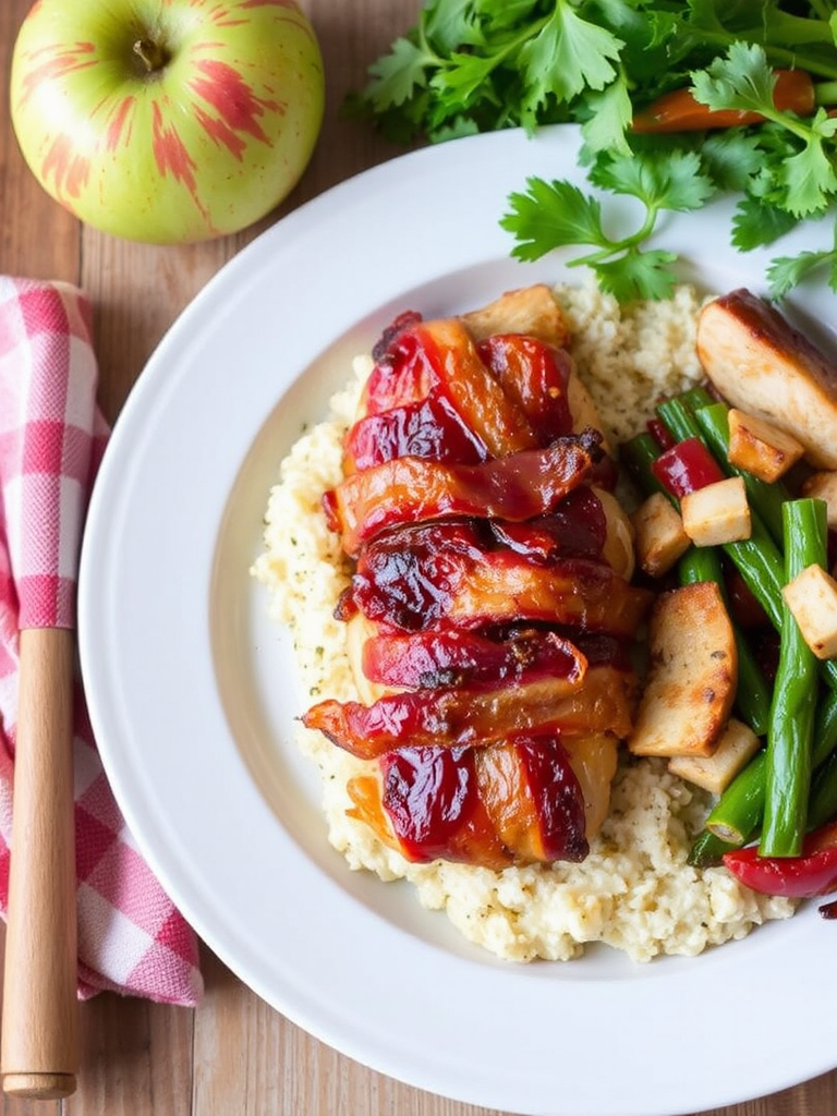 Bacon-Wrapped Apple BBQ Chicken Delight