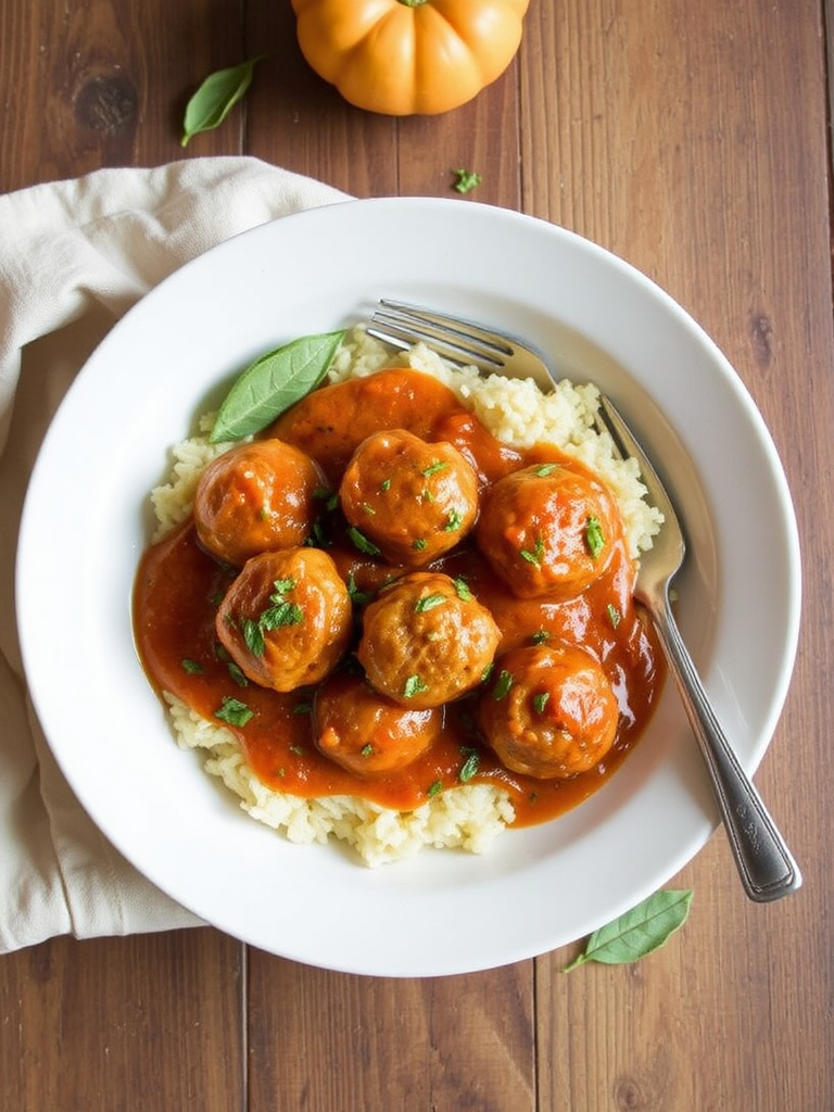 Delicious Turkey Meatballs Pumpkin Sage Sauce